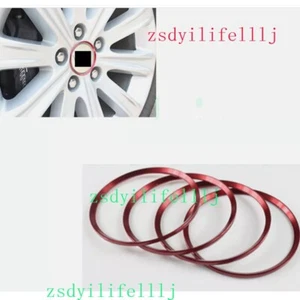 4x For Cadillac XTS 2013-2019 Car Aluminium Red Tire Hub Decorative Round Frame - Picture 1 of 1