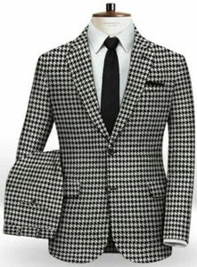 Traje para hombre Houndstooth Dogstooth Blazer Novio a cuadros Esmoquin Fiesta Baile de graduación Traje - Imagen 1 de 8