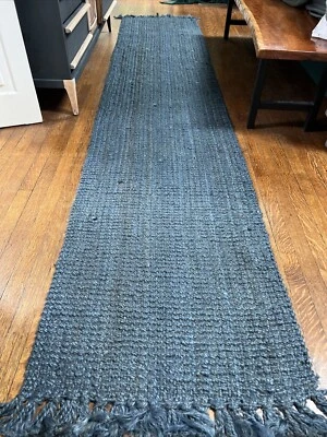 Nuloom Runner  2’ 6” X 12’ Natura Chunky Loop Jute Blue Indoor Area Rug (New) - Image 1 of 2