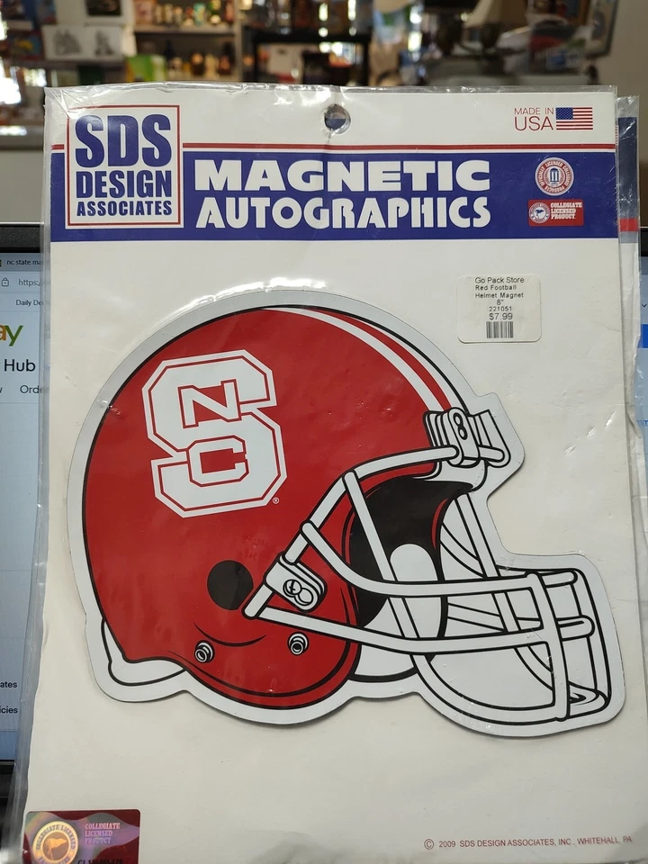 NC State Wolfpack NCAA Magnetic Decal  8" FOOTBALL HELMET MAGNET - Image 1 of 1