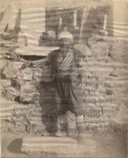 Turkey Middle East old man with rope in cemetery antique ethnic albumen photo