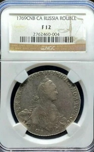 1769 Catherine The Great Silver Rouble NGC Fine Russian F12 - Picture 1 of 2