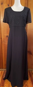 Talbots Navy Sequence Mother Of Bride Party Formal Floor Length Dress Gown 10 - Picture 1 of 8