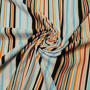 Multi Stripe Rib ITY Fabric Stretch Dress Craft Costume Drape Material 58" Meter - Picture 1 of 2