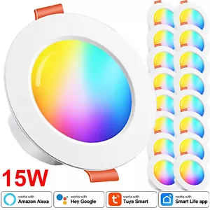 15W Tuya Downlight WIFI Smart LED Dimming Spot Light RGBCW Recessed Lighting LOT - Picture 1 of 19