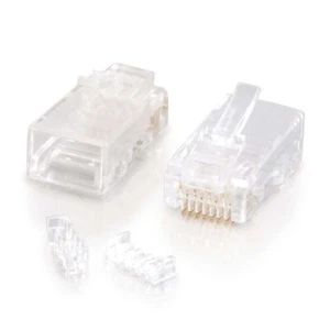 Enchufe modular RJ45 Cat5e (con barra de carga) para cable redondo sólido/harado - paquete de 10-C2G - Imagen 1 de 5