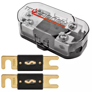 1/0 2 4 8 Bloque de distribución de portafusibles ANL dual de calibre y (2) fusible ANL de 200 amperios - Imagen 1 de 6