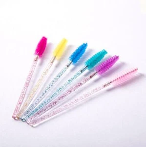 New 100pcs Crystal Handle Disposable Mascara Wands Eyelash Eyebrow Brushes - Picture 1 of 22