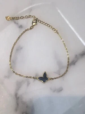 Pulsera Mariposa Mágica Negra Oro 18k O/925 Plata de Ley Foto 1 de 4