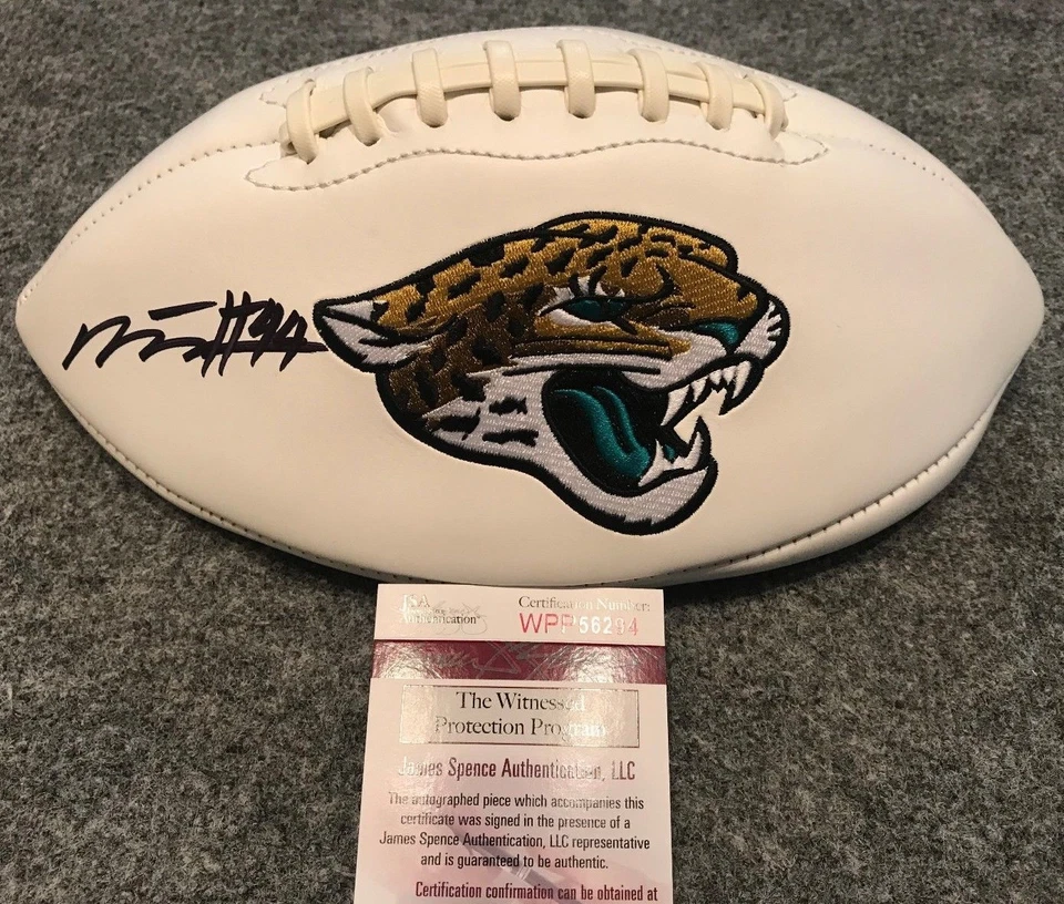 MYLES JACK AUTOGRAPHED SIGNED JACKSONVILLE JAGUARS LOGO FOOTBALL JSA COA - Image 1 of 3