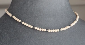 COLLANA ROTONDA DIASPRO ED EMATITE COLOR CREMA 4MM ARGENTO STERLING 925 18" - Foto 1 di 2