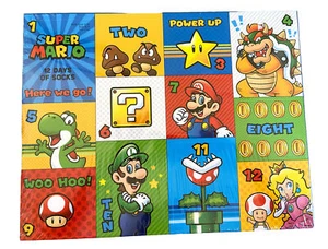 NEW Mario 12 Days of Christmas Socks Crew & No Show Sizes 4-10 Nintendo - Picture 1 of 3