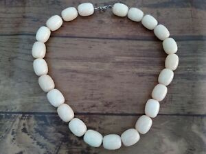 Milor Italy Chunky Cream White agate 18inch long Necklace Sterling Silver Clasp
