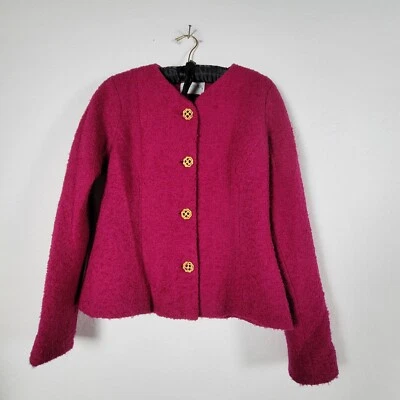 Chaqueta Blazer Vintage Doncaster Mezcla Lana Para Mujer Talla 4 Botones Dorados Magenta Foto 1 de 4