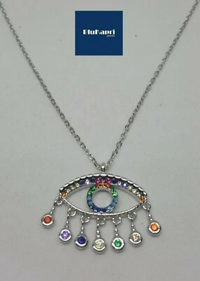 Collana donna in argento con CIONDOLO occhio greco zirconi colorati occhio di ra - Immagine 1 di 4