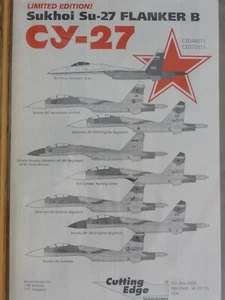 1/48 Cutting Edge SUKHOI Su-27 FLANKER B: Russia, China, Ukraine Decal for 8 OOP - Picture 1 of 2
