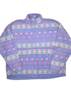 Vintage No Excuses Sweatshirt Womens XL Aztec Striped 1/2 Zip Fleece Sweater - Picture 1 of 5