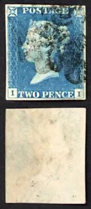 1840 2d Blue (II) Plate 1 Fine Four Margins - Picture 1 of 1