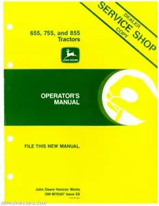 John Deere 655 755 855 Tractor Operators Manual - Picture 1 of 1