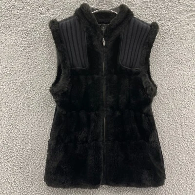 Black Label by Chico's Sleeveless Top Women Size 1 Vest Black Angora Blend - Image 1 of 4