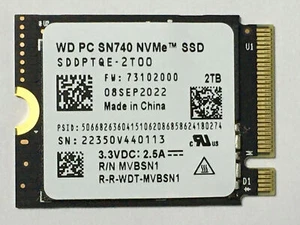 WD 2TB M.2 2230 SSD NVMe PCIe4x4 PC SN740 For Steam Deck ASUS ROG Flow X Laptop - Afbeelding 1 van 7