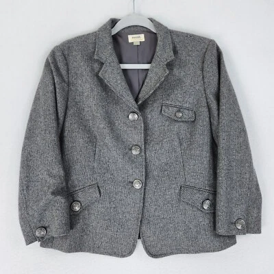 Chaqueta Fossil Mujer 10 Gris Mezcla Lana Manga 3/4 Militar Blazer Clásico Foto 1 de 4