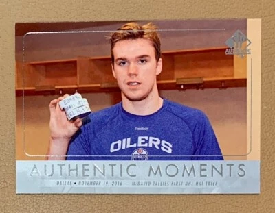 Connor McDavid 2016-17 Upper Deck SP Authentic Moments First NHL Hat Trick #106 - Image 1 of 2