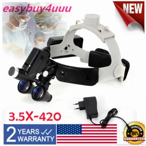 Medical Surgical 3.5x Binocular Loupes Dental Magnifier Headband w/LED Headlight - Picture 1 of 12