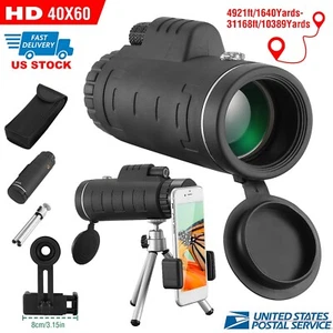 40x60 HD Optical Monocular Telescope Low Light Vision Scope+Tripod+Lens Cap NEW - Picture 1 of 12