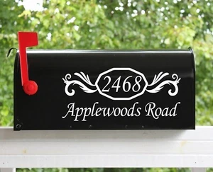 Set of 2 - 11" x 5" Custom Mailbox Decals Sticker Street Numbers, Many Fonts #02 - Picture 1 of 2