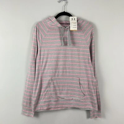 Under Armour Hoodie Womens Large AllSeasonGear Semi Fitted Pullover Gray Pink - Image 1 of 4