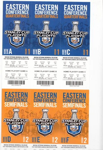 2013 NEW YORK ISLANDERS PLAYOFF TICKET STUB SHEET 6 GAMES PENGUINS CROSBY MALKIN Cover