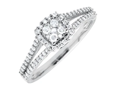 10K White Gold Square Halo Split Shank Diamond Engagement Wedding Ring 0.33ct. - Image 1 of 4