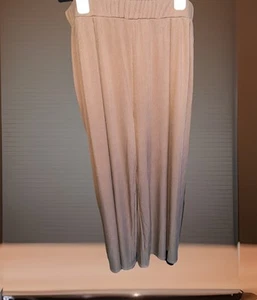 Yozy Womens US Size XXL Tan Rib Knit High Rise Pocketed Cozy Wide Leg Pants New - Picture 1 of 8