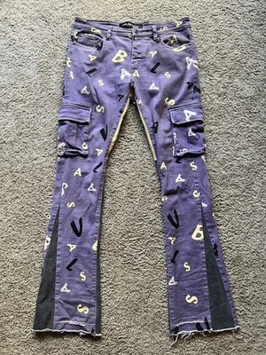 VALABASAS сложены "головоломка" джинсовой ткани джинсы - фиолетовый V камуфляж - размер 34 VLBS2453 - Изображение 1 из 4