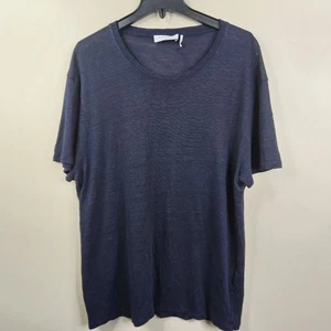 Sandro Paris Herren T-Shirt The Clash Leinen Kurzarm Blau Minimalistisch XXL - Bild 1 von 7