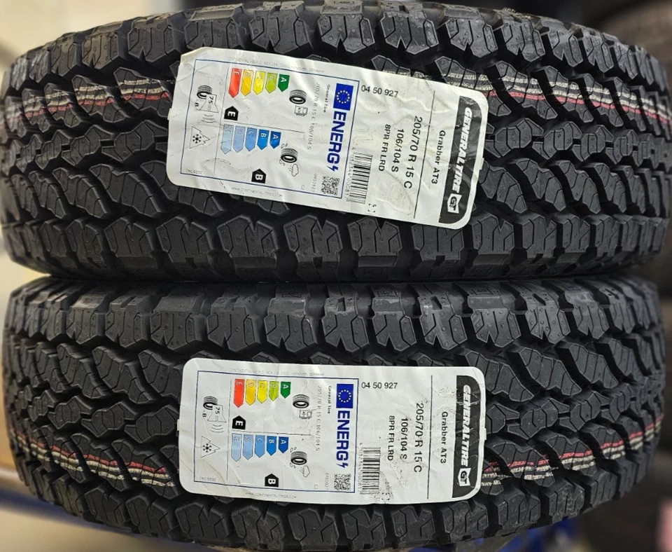 2X GENERAL GRABBER AT3 205/70 R15C 106/4S 8PR 205 70 15 4X4 A/T TYRES 2057015 - Image 1 of 4
