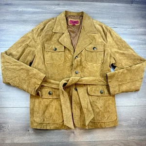 Vtg 70s Excelled Collection 100% Suede Leather Button Front Coat Jacket Women's - Picture 1 of 17