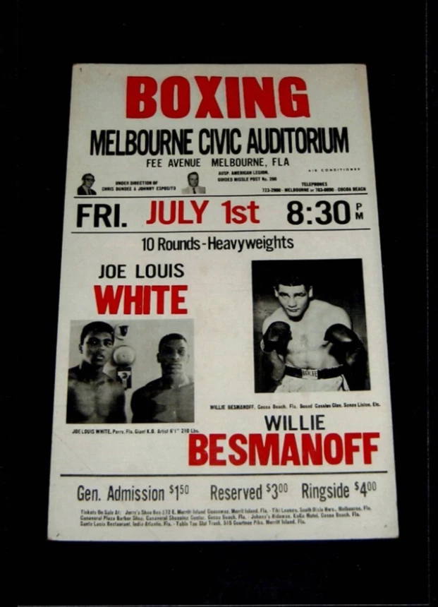 SUPER RARE 1966 JOE LOUIS WHITE & CASSIUS CLAY boxing poster MUHAMMAD ALI boxer - Image 1 of 1