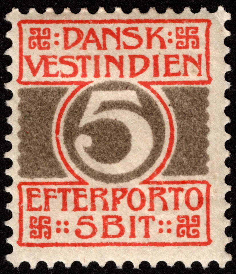 Danish West Indies Stamp Scott J5 Mint F-VF 5 Cents Numeral of Value Postage Due - Image 1 of 1