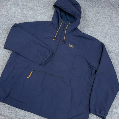 Chaqueta LL Bean Hombres 2XL Azul Marino Montaña Clásica 1/2 Media Cremallera Acolchada Capucha Aislada Foto 1 de 4