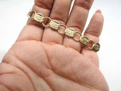 Pulsera firmada Sarah Coventry tono dorado estampado floral joven y gay de colección Foto 1 de 4