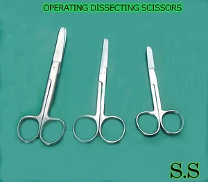 3 PIECES OF OPERATING DISSECTING SCISSORS4.5",5.5",6" CURVED BLUNT/ BLUNT - Picture 1 of 3
