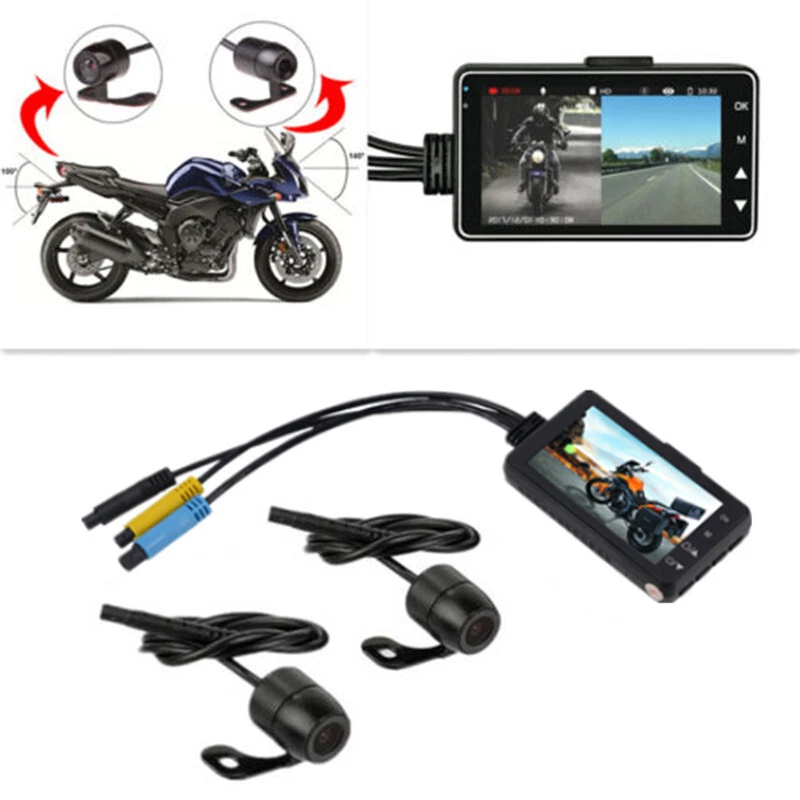 3'' LCD Dual Camera Motorcycle DVR Video Recorder Tachograph Driving Camcorder Foto 1 de 4