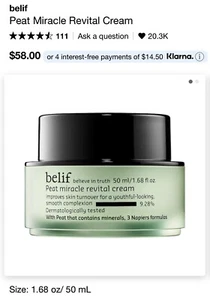 Belif Peat Miracle Revital Cream 50 ml/ 1.68 fl. oz.