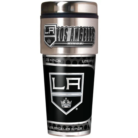 LOS ANGELES LA KINGS 16 OZ STAINLESS STEEL COFFEE TRAVEL MUG WITH METAL EMBLEM Cover
