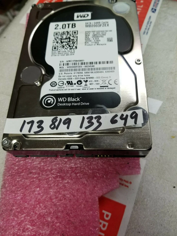 WD2003FZEX-00Z4SA0,  Western Digital 2TB SATA 3.5 Hard Drive - Image 1 of 1