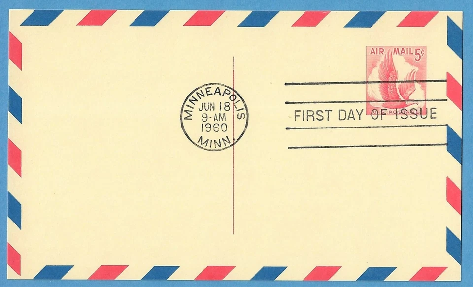 FDC UXC3, UPSS SA3C1,Airmail Postal Card. Thin Line Top Variety  Minneapolis MN. - Image 1 of 2