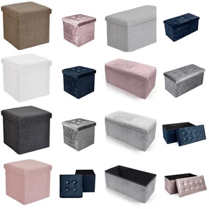 Foldable Storage Boxes with Lid Ottoman Seat Stool Toy Cloths Book Organiser DIY - Picture 1 of 26