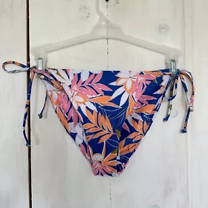 Volcom Hot Tropics Tie String Bikini Bottom Blue Floral NWT Size Medium - Picture 1 of 12